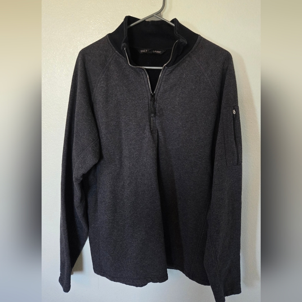 Pact Organic | Dark Gray Fleece 1/4 Zip Jacket Size Large